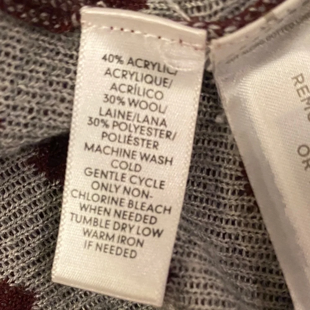 LOFT Burgundy Sweater with Light Gray Dots - Picture 9 of 9